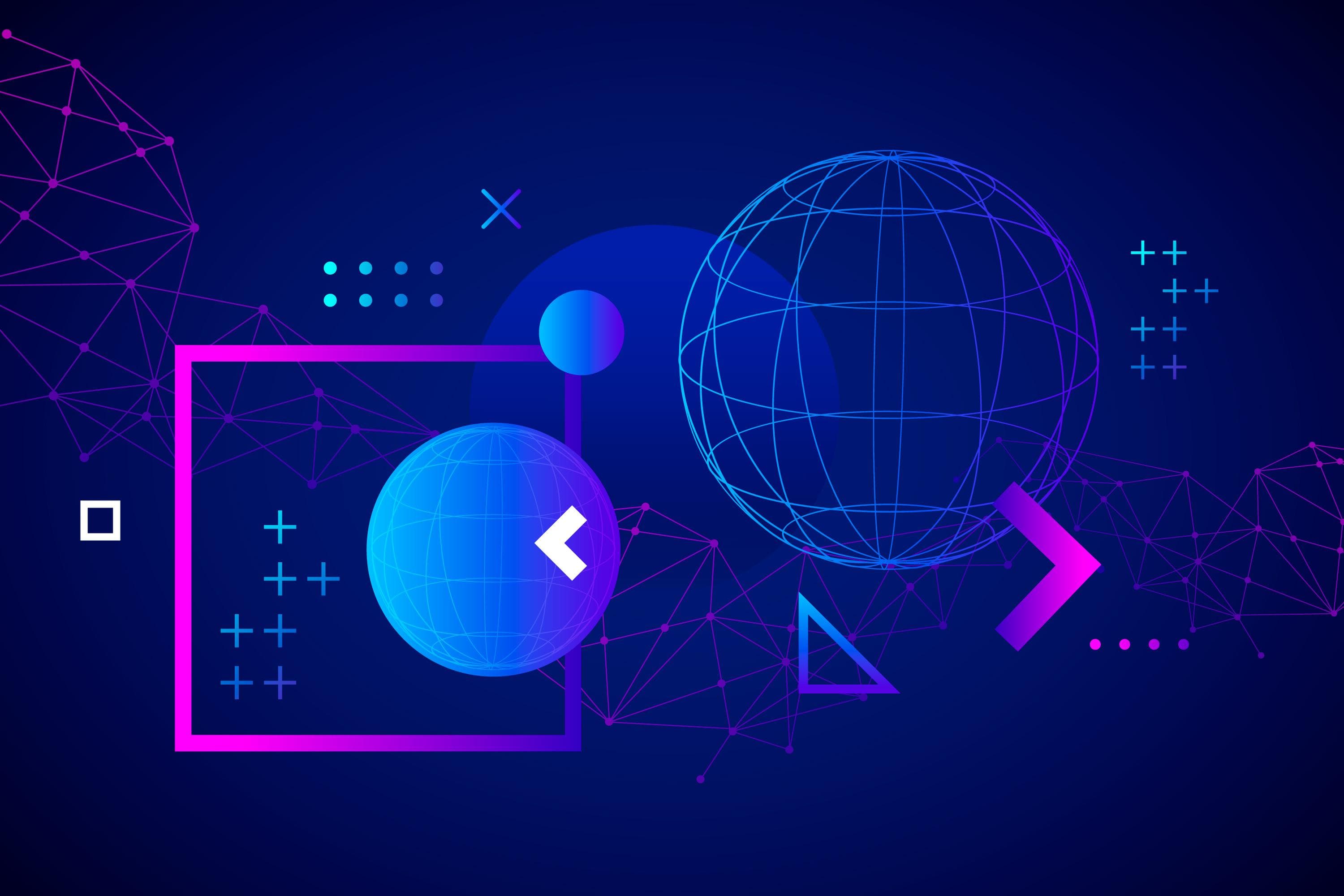 Illustration 3D abstraite représentant une présence numérique mondiale
