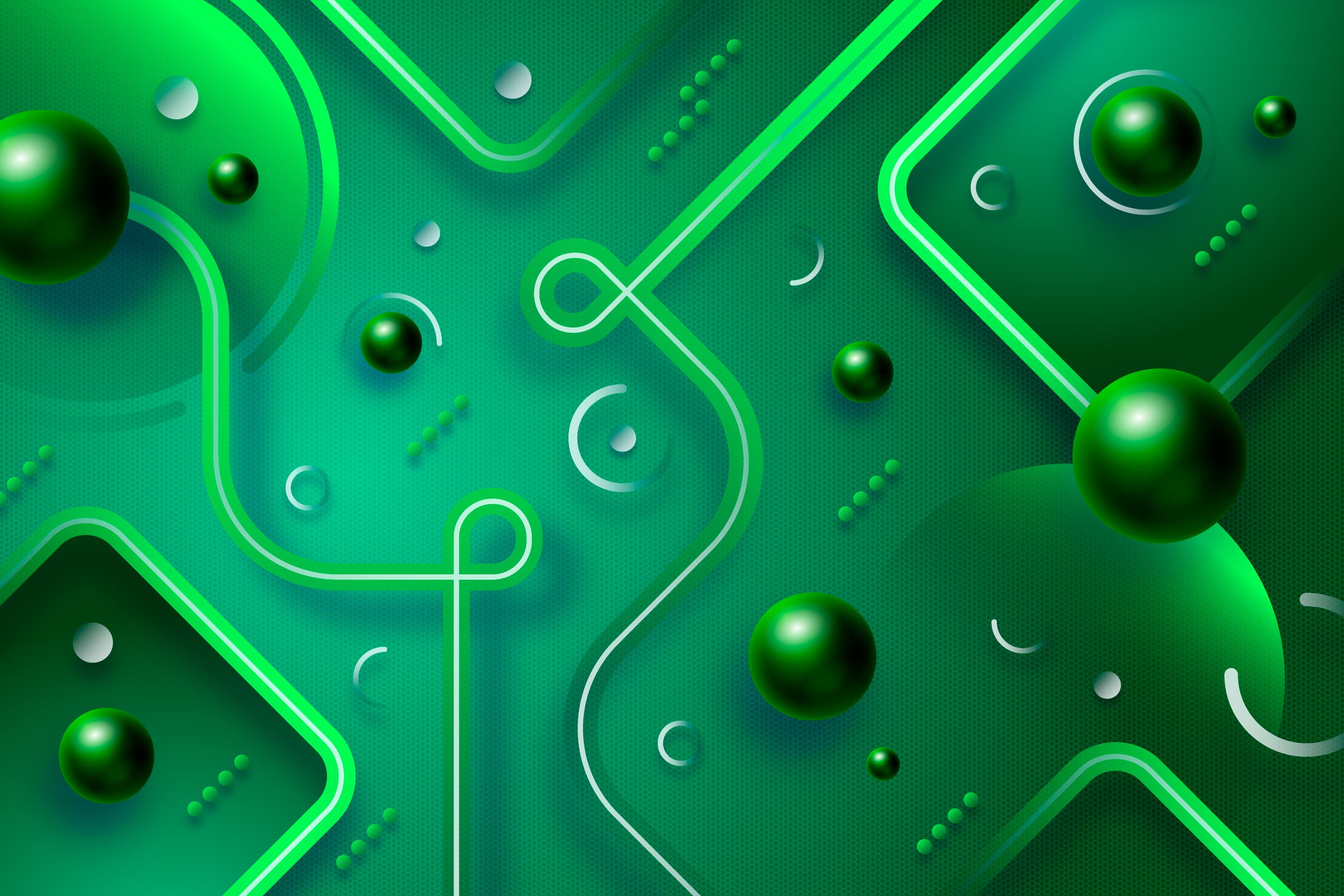 Formes géométriques vertes en illustration 3D